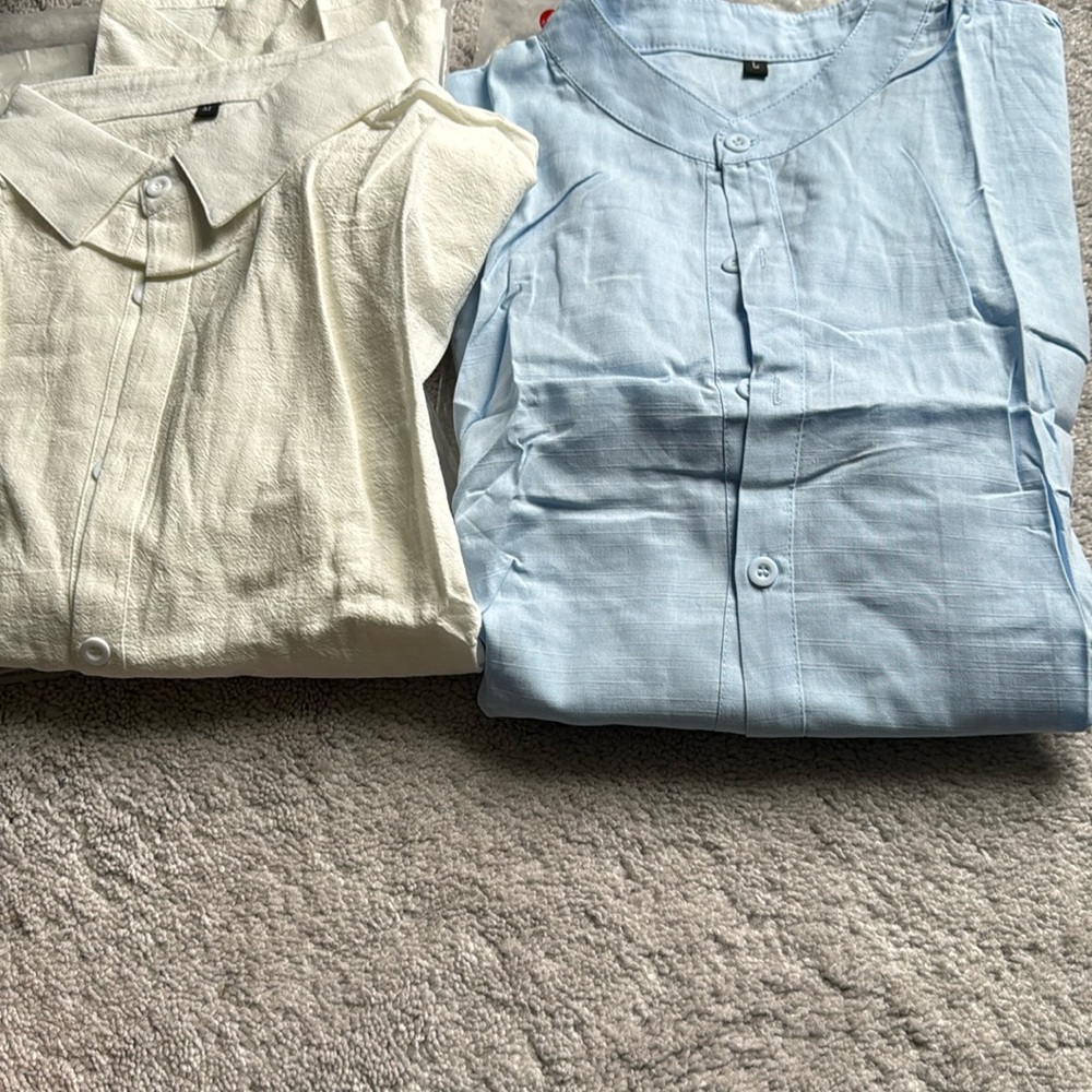 2 men's shirts--white sz med blue-sz Lbotg long sleeve new in bag